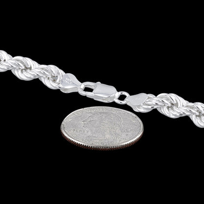 Rope Hollow 150 - 8mm - Sterling Silver Rope Hollow Chain Necklace
