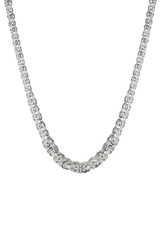 Byzantine Graduated 140 - 10mm - Sterling Silver Byzantine Chain Necklace