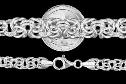 Byzantine Graduated 140 - 10mm - Sterling Silver Byzantine Chain Necklace