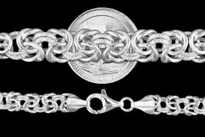 Byzantine Graduated 140 - 10mm - Sterling Silver Byzantine Chain Necklace