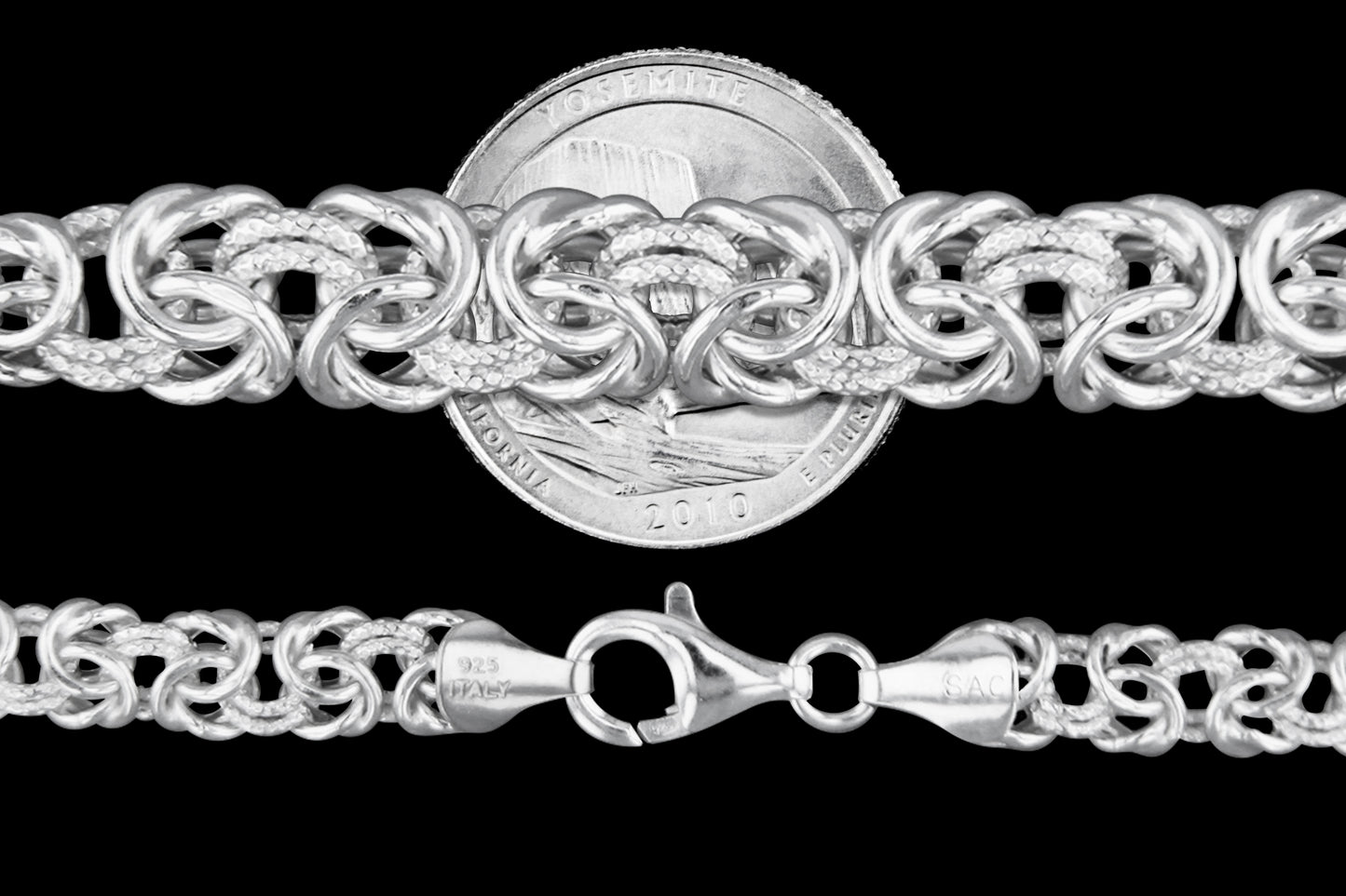 Byzantine Graduated 140 - 10mm - Sterling Silver Byzantine Chain Necklace