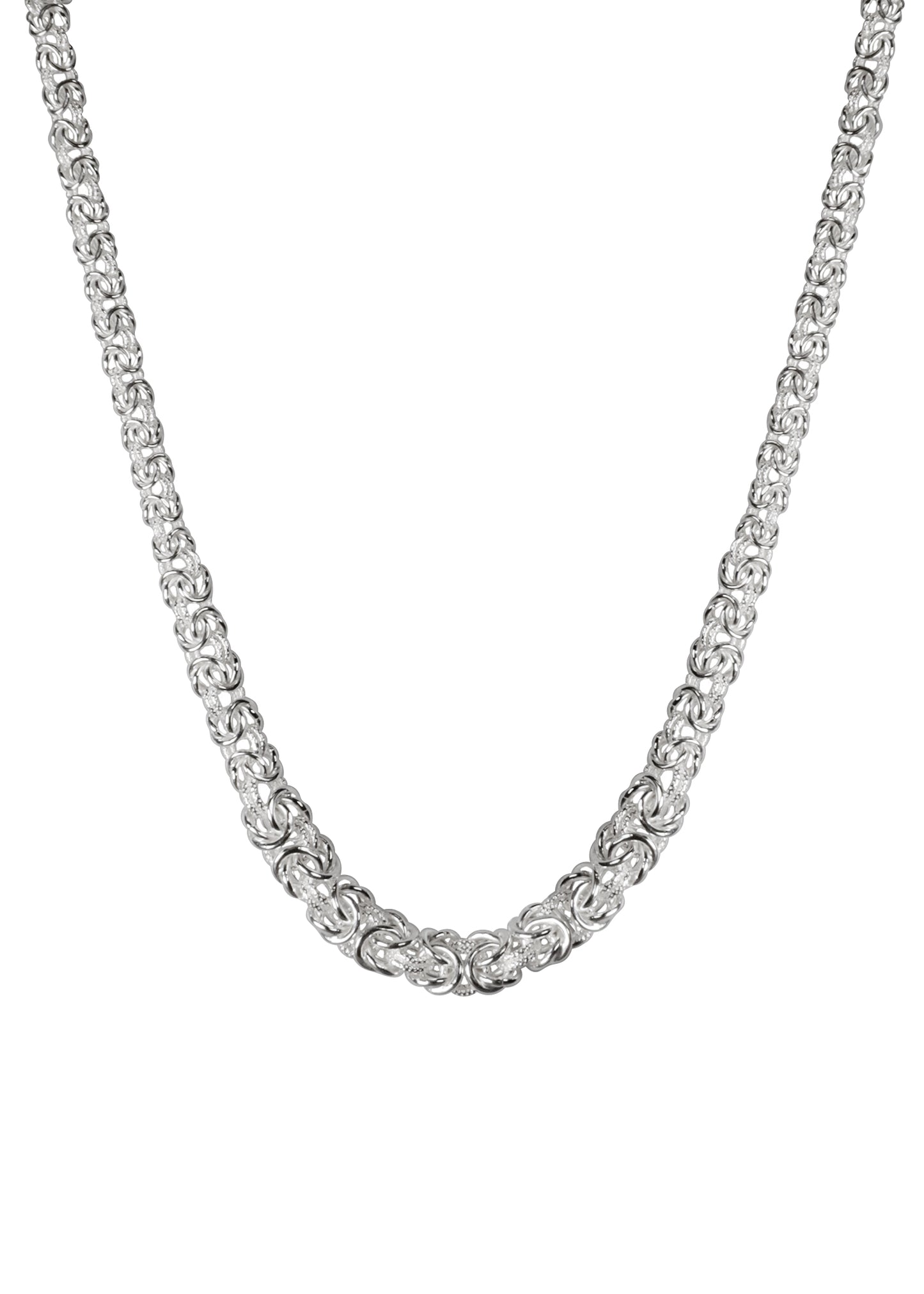 Byzantine Graduated 140 - 10mm - Sterling Silver Byzantine Chain Necklace