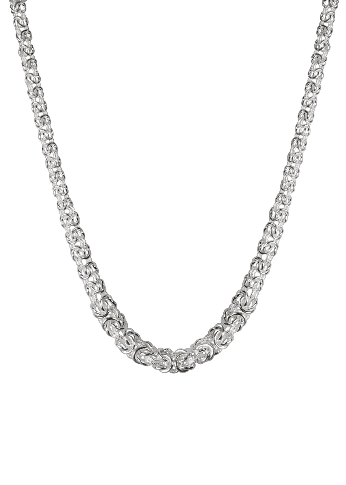 Byzantine Graduated 140 - 10mm - Sterling Silver Byzantine Chain Necklace