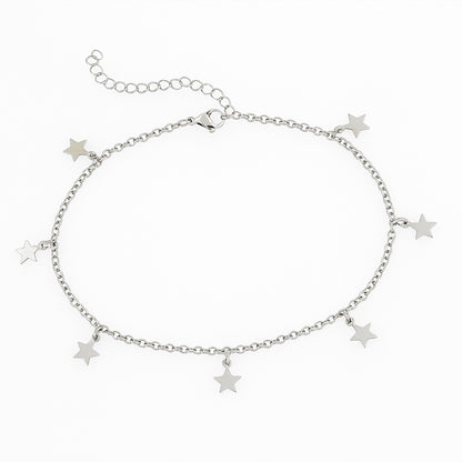 Stainless Steel Anklet With Dangling Stars