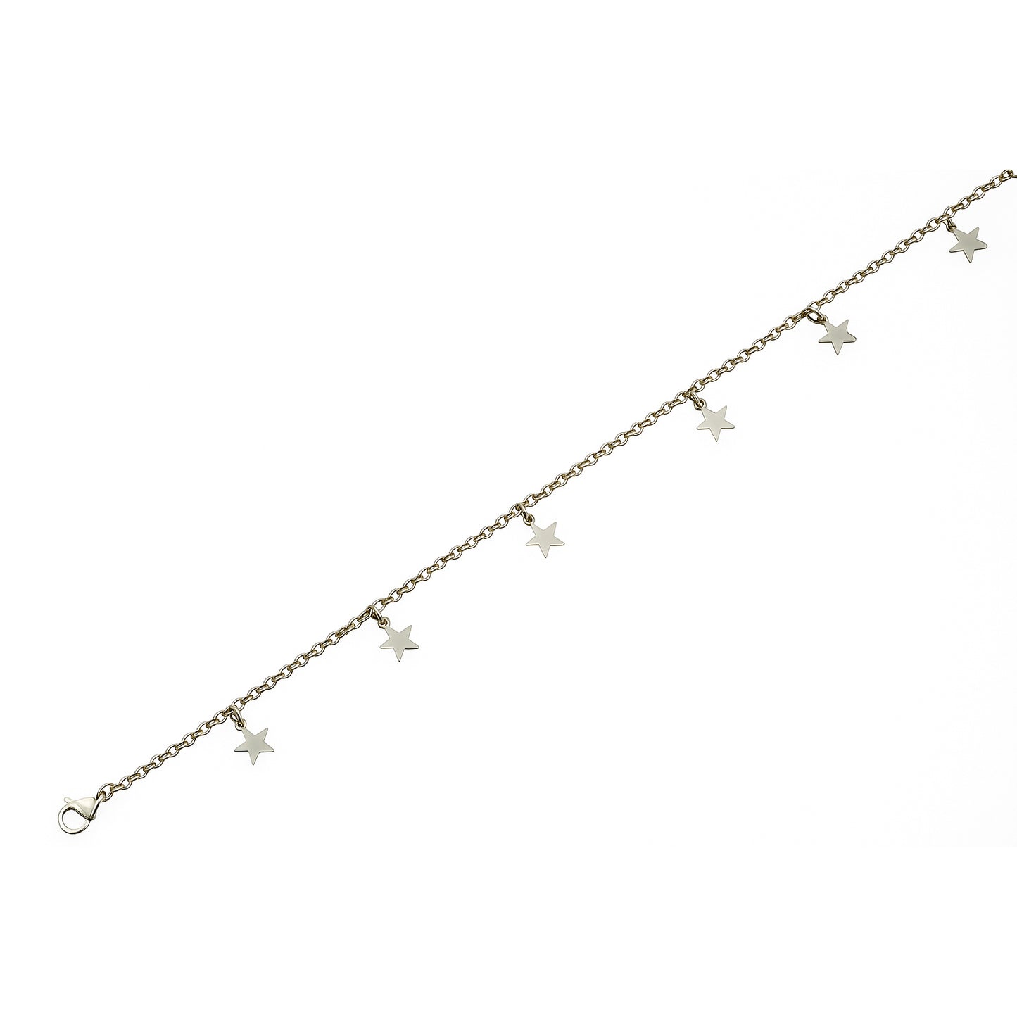 Stainless Steel Anklet With Dangling Stars