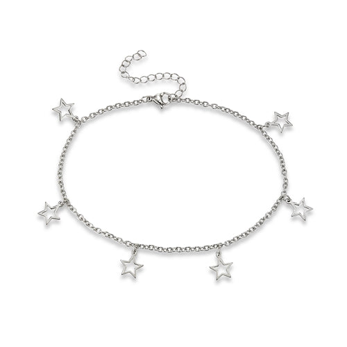Stainless Steel Anklet With Stars