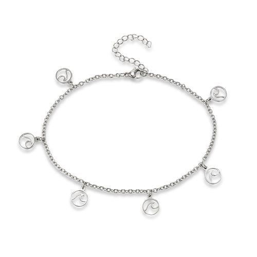 Stainless Steel Anklet With Breaking Waves