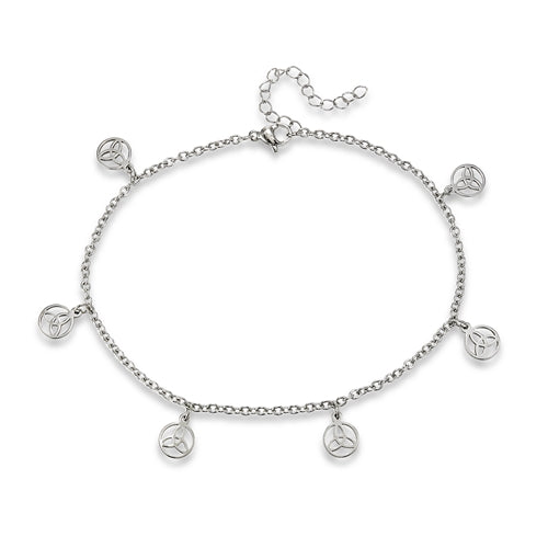 Stainless Steel Anklet With Celtic Triquetras