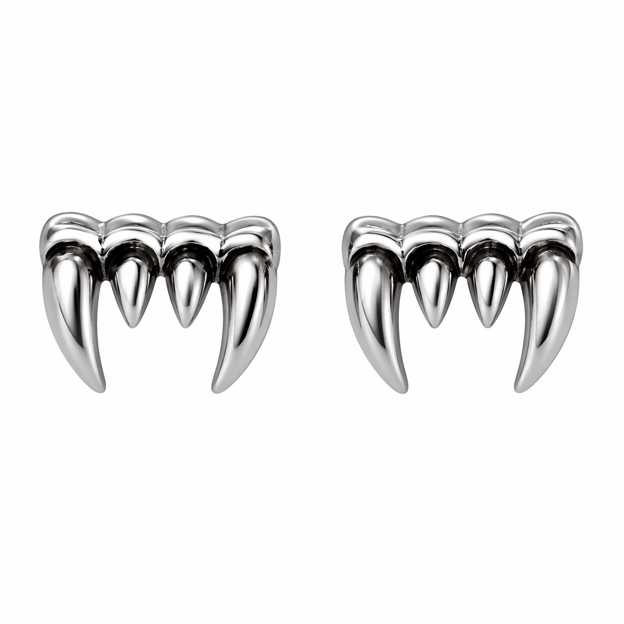 Stainless Steel Fang Tooth Bite Viper Vampire Teeth Stud Earrings