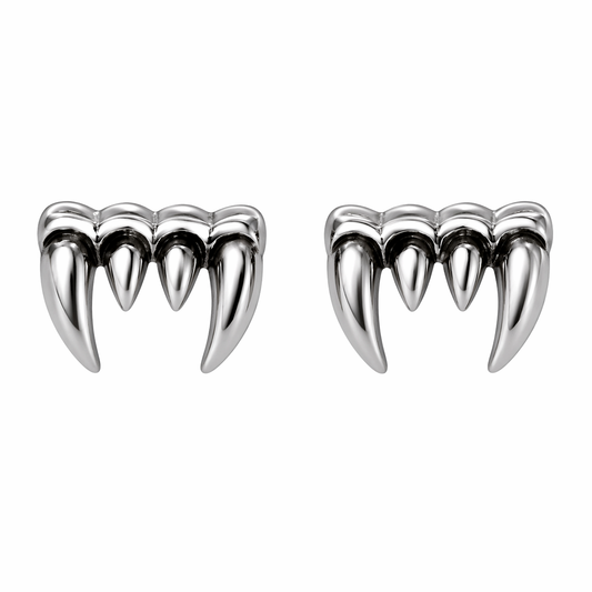 Stainless Steel Fang Tooth Bite Viper Vampire Teeth Stud Earrings