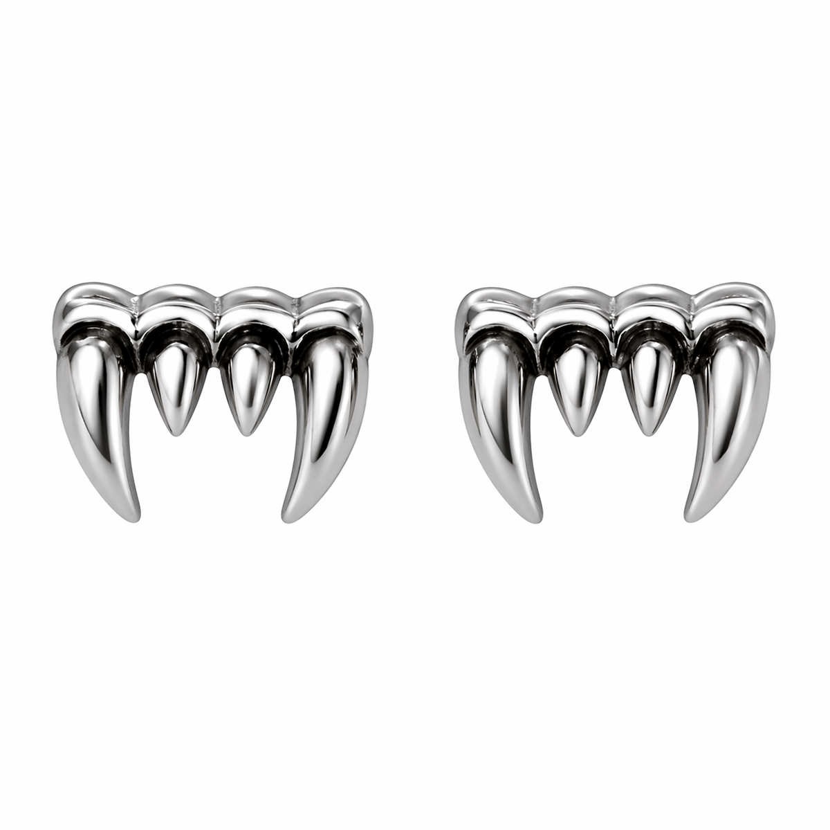 Stainless Steel Fang Tooth Bite Viper Vampire Teeth Stud Earrings