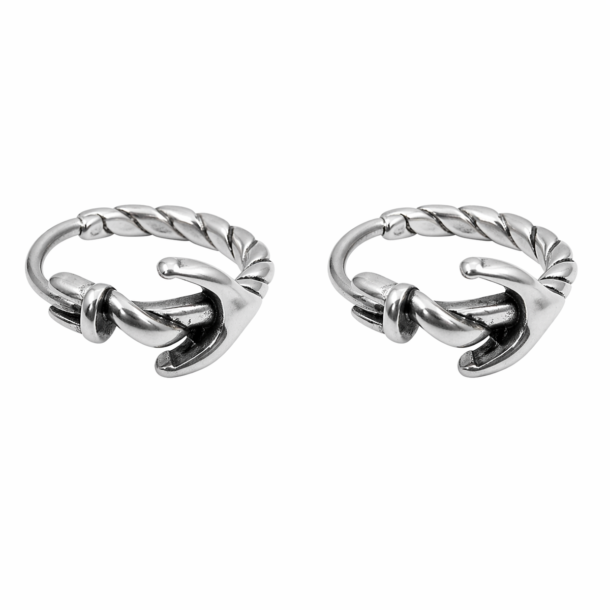 Stainless Steel Anchor Hoop Mariner Sailer Stud Earrings