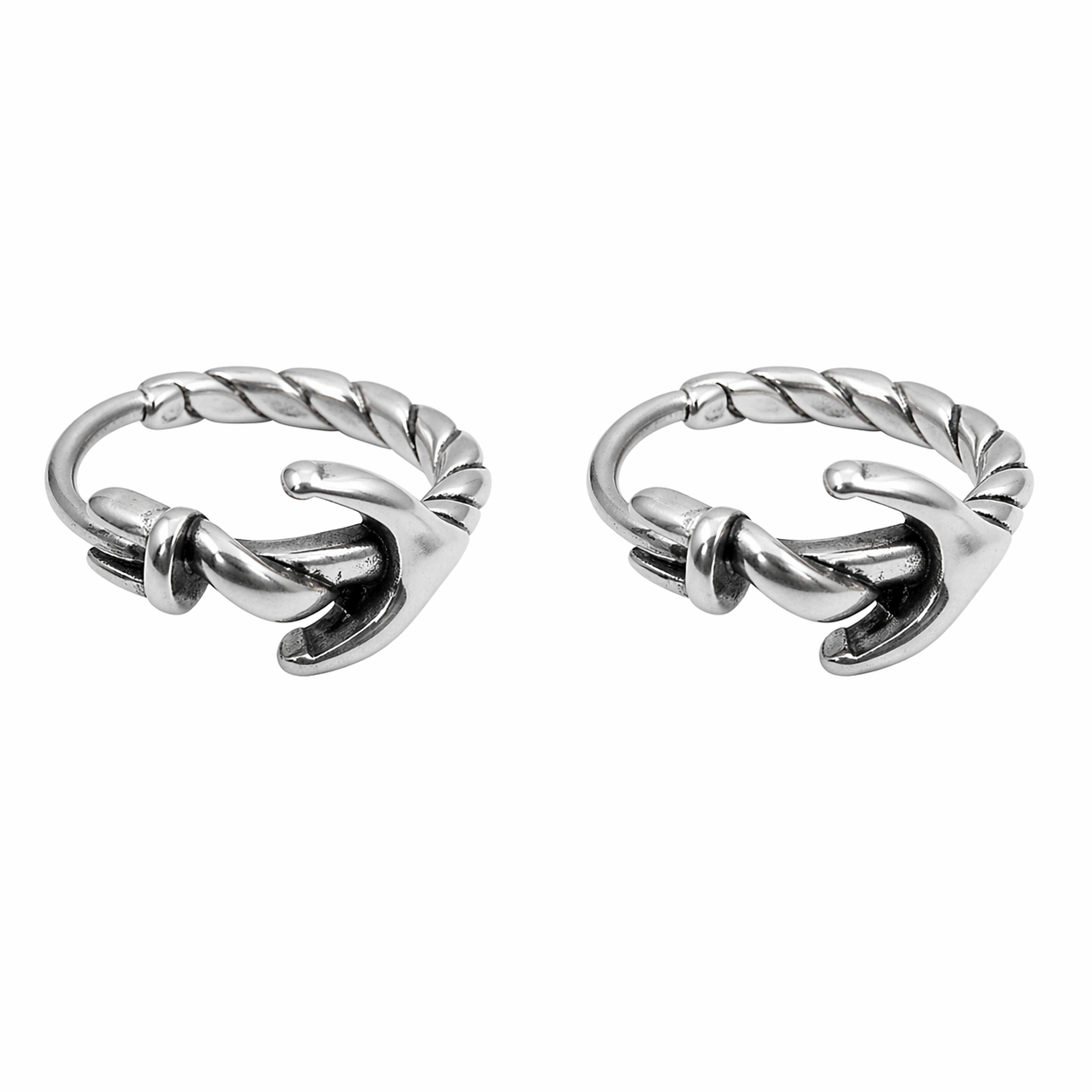 Stainless Steel Anchor Hoop Mariner Sailer Stud Earrings