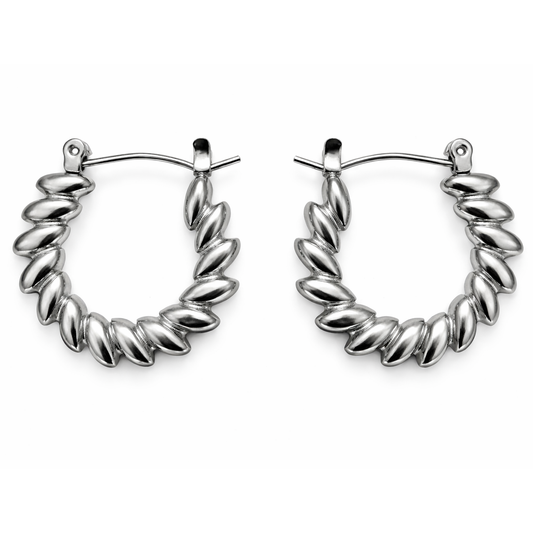 Stainless Steel Zig Zag Hoop Stud Earrings