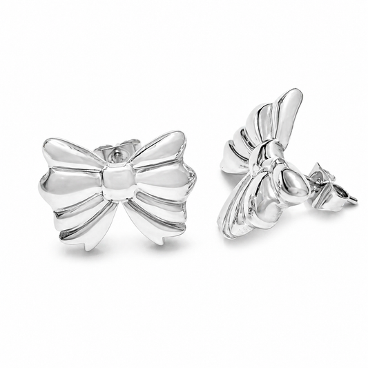 Stainless Steel Bow Ribbon Fun Knot Gift Earrings