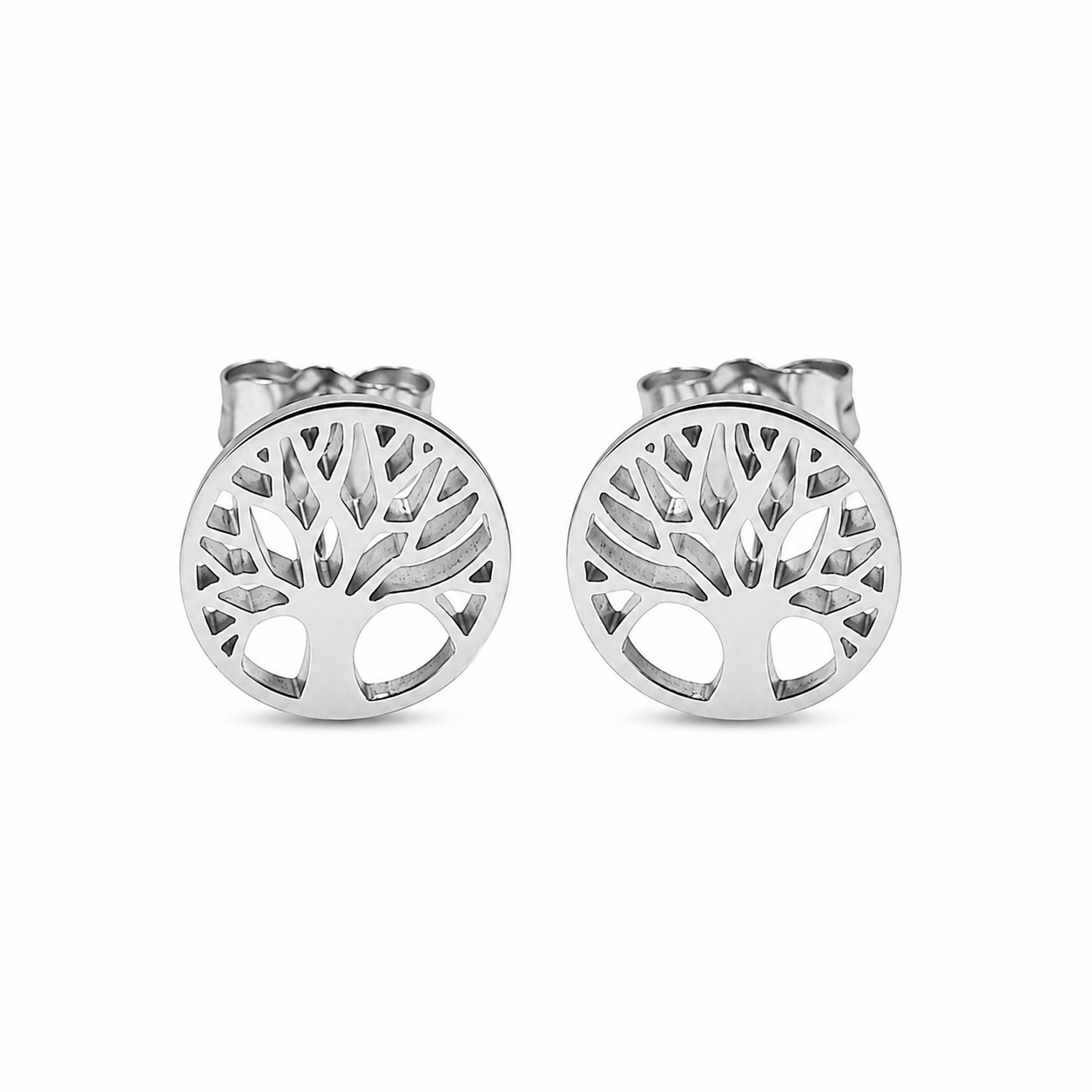 Stainless Steel Tree of Life Small Nature Stud Earrings