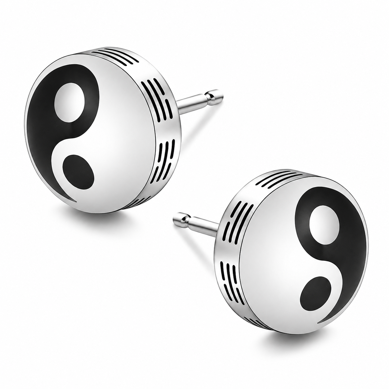 Stainless Steel Yin Yang Peace Stud Earrings