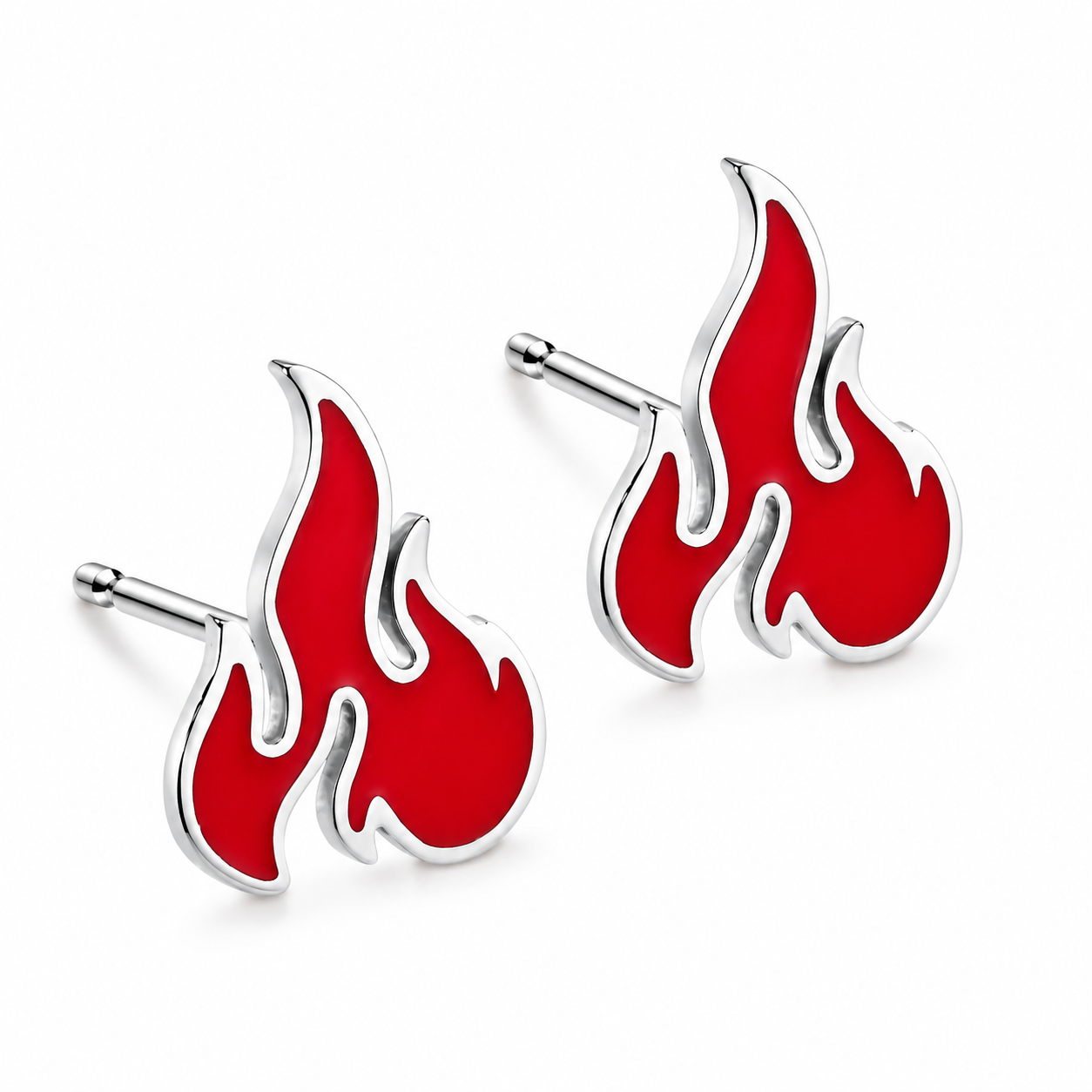 Stainless Steel Fire Flame Campfire Torch Burning Stud Earrings