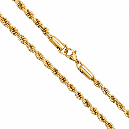 18k Gold PVD Stainless Steel 2mm Rope Chain