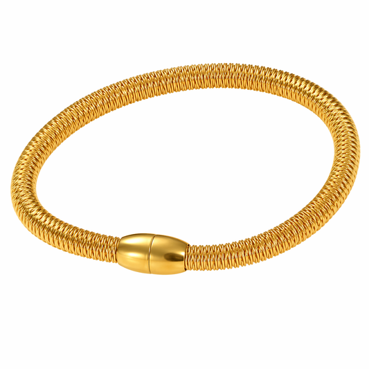 18k Gold PVD Stainless Steel Coil Spring Magnetic Clasp Bracelet