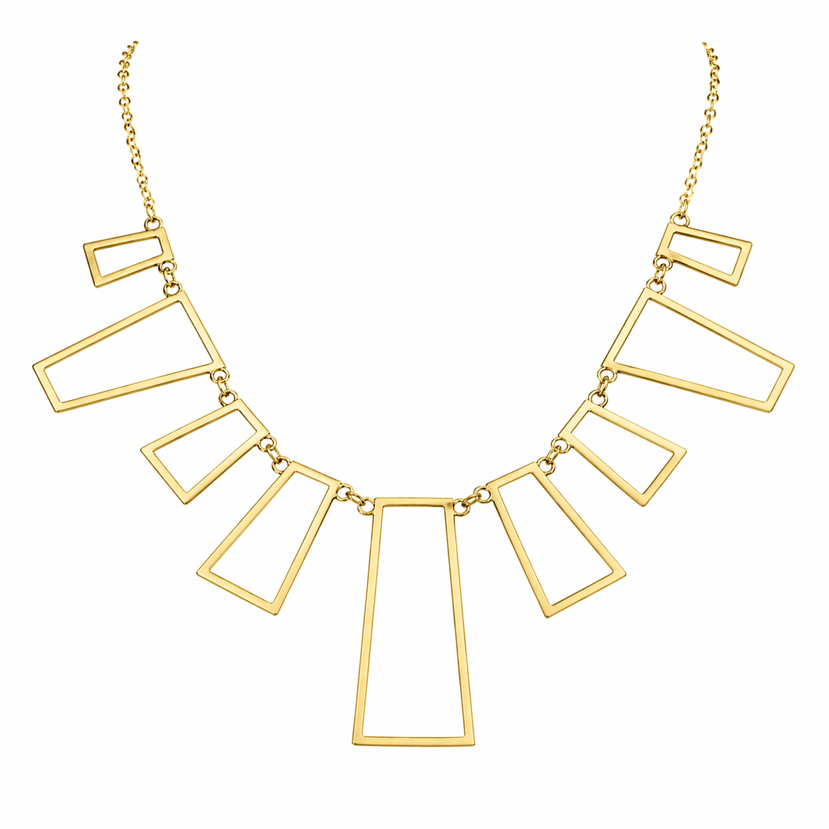 18k Gold PVD Stainless Steel Geometric Open Charm Cable Chain