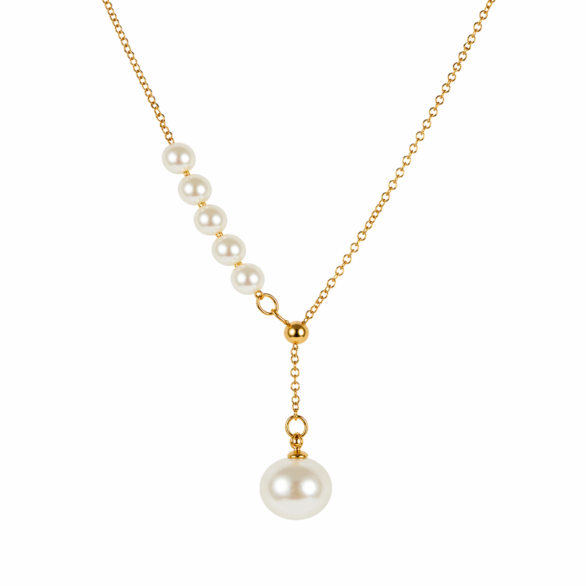 18k Gold PVD Stainless Steel Simulated Pearl Chain