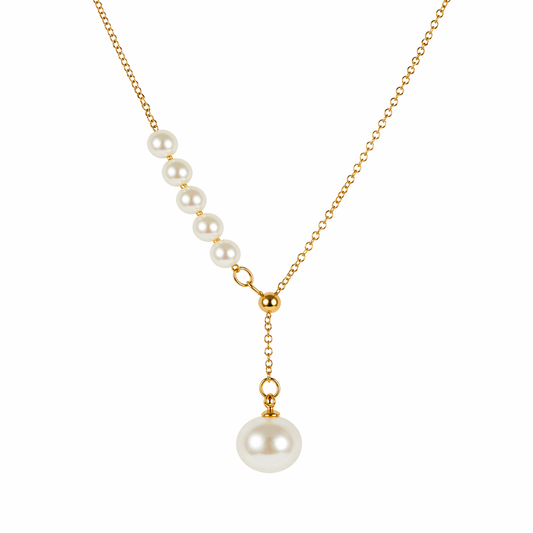 18k Gold PVD Stainless Steel Simulated Pearl Chain