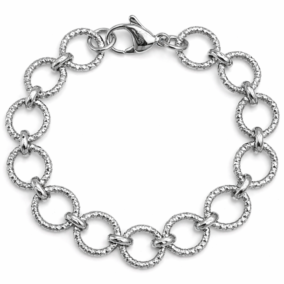 Stainless Steel Circle Link Diamond-Cut Rolo Cable Chain
