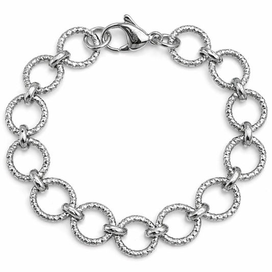 Stainless Steel Circle Link Diamond-Cut Rolo Cable Chain