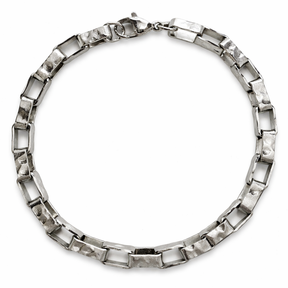 Stainless Steel Hammered Long Box Chain