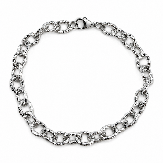 Stainless Steel 6.5mm Diamond-Cut Sparkle Oval Cable Link Chain