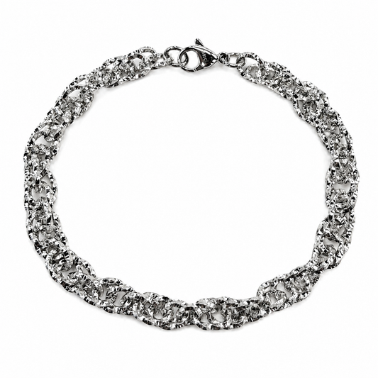 Stainless Steel Twisted Hammered 6mm Oval Link Chain