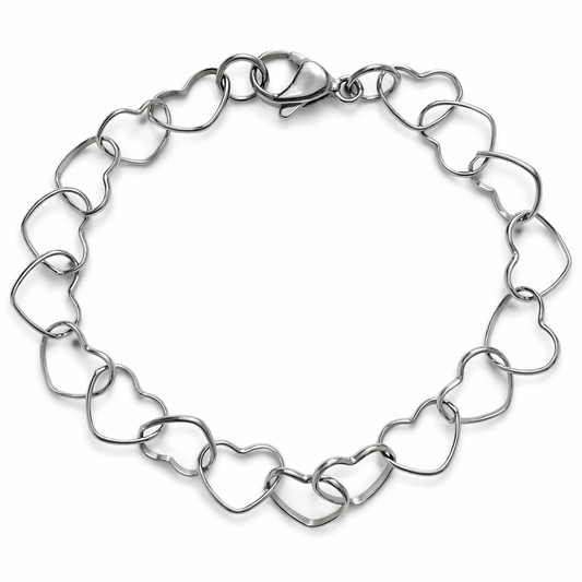 Stainless Steel Love Heart Half Wire Link Chain