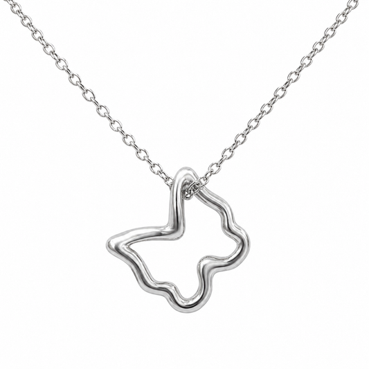 Stainless Steel Butterfly Floater Pendant 18" Cable Chain with 2" Extension