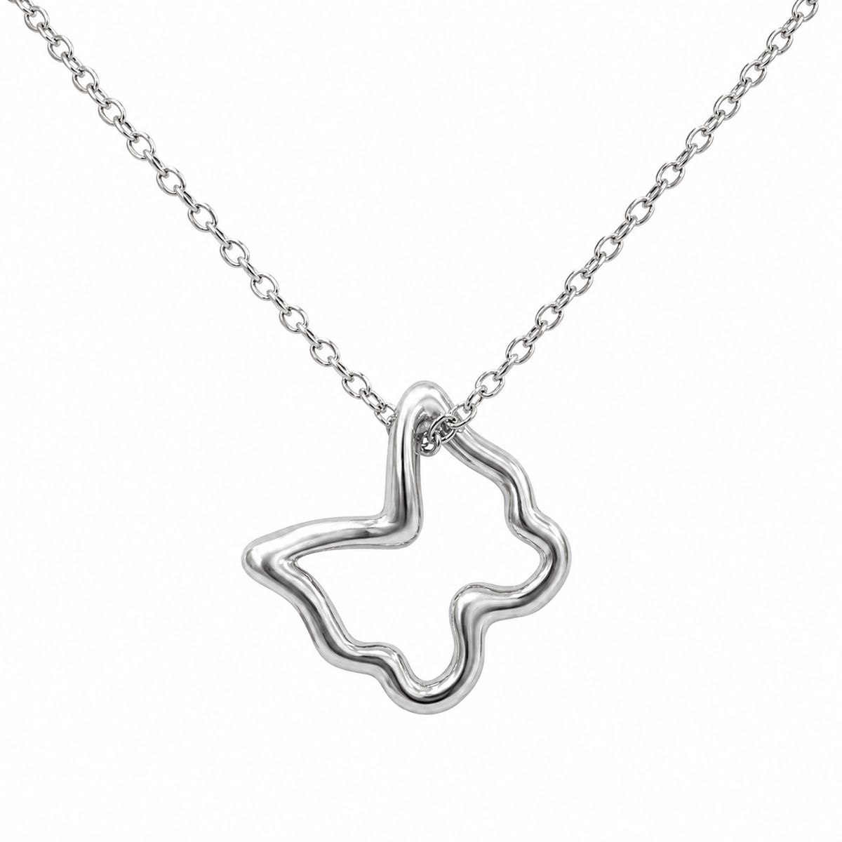 Stainless Steel Butterfly Floater Pendant 18" Cable Chain with 2" Extension