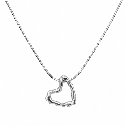 Stainless Steel Heart Floater Pendant 18" Snake Chain with 2" Extension