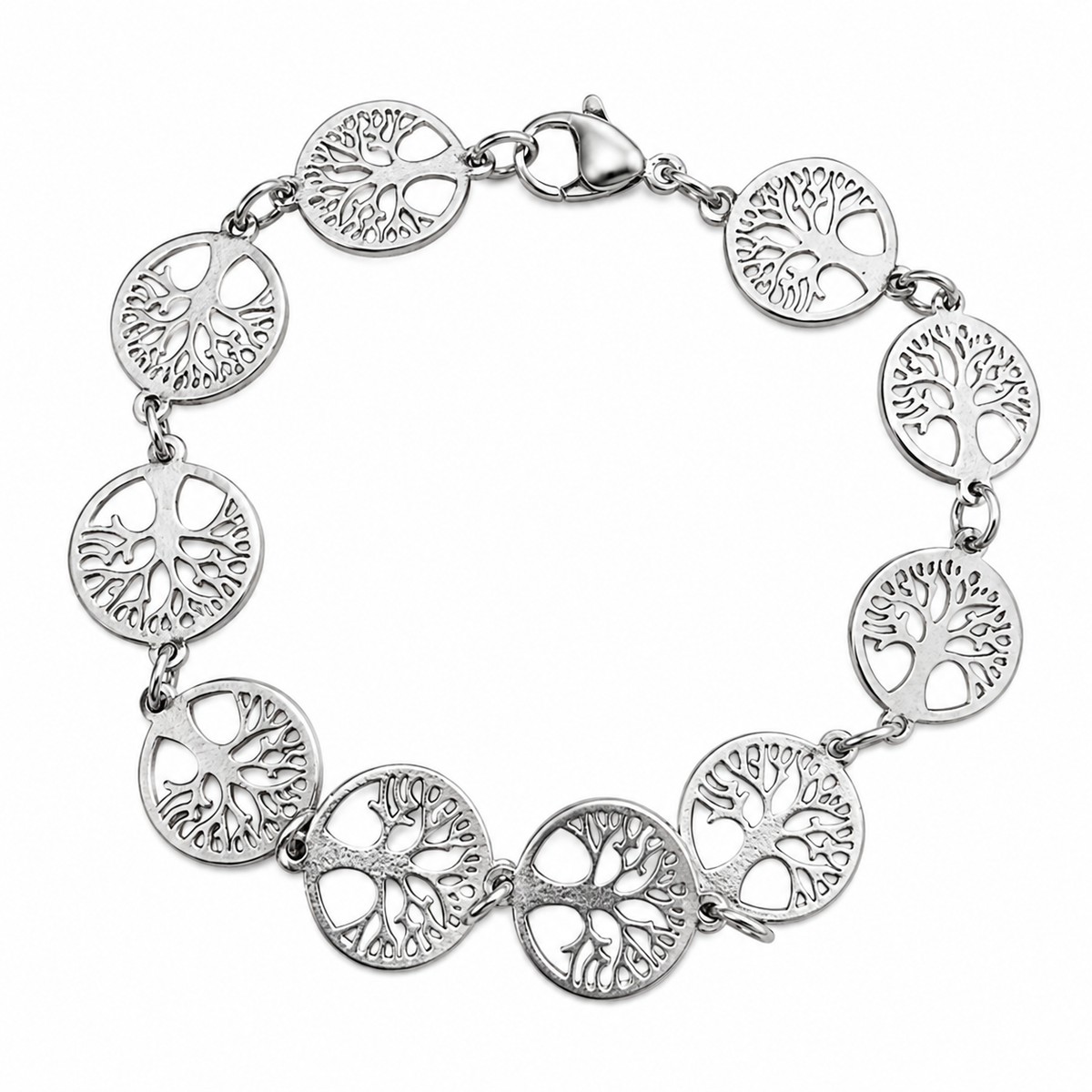 Stainless Steel Tree of Life Charm Bracelet Link Chain