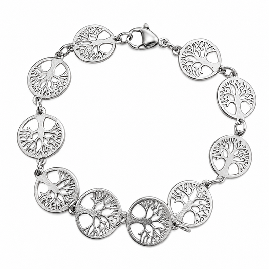 Stainless Steel Tree of Life Charm Bracelet Link Chain