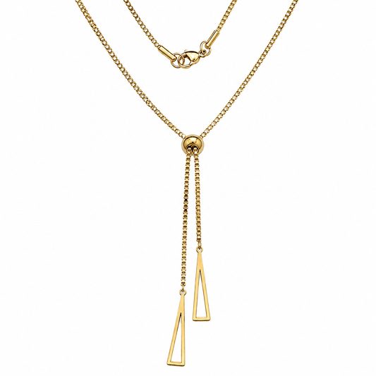 18k Gold PVD Stainless Steel 1.5mm Box Adjustable Geometric Charm Chain Necklace