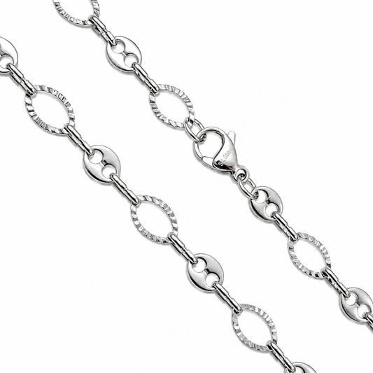 Stainless Steel Puffed Mariner Textured Cable Fashion 6.6mm Chain