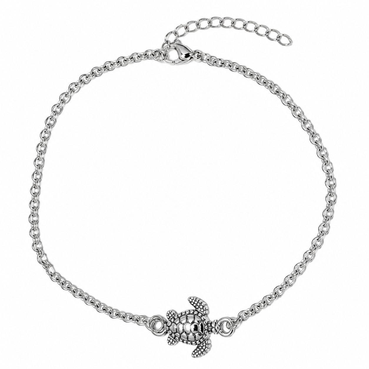 Stainless Steel Turtle Ocean Animal Cable Link Anklet Chain
