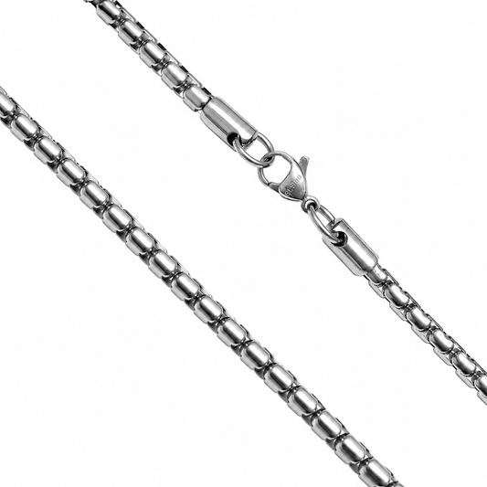 Stainless Steel 3.7mm Round Box Heavy Link Chain Necklace