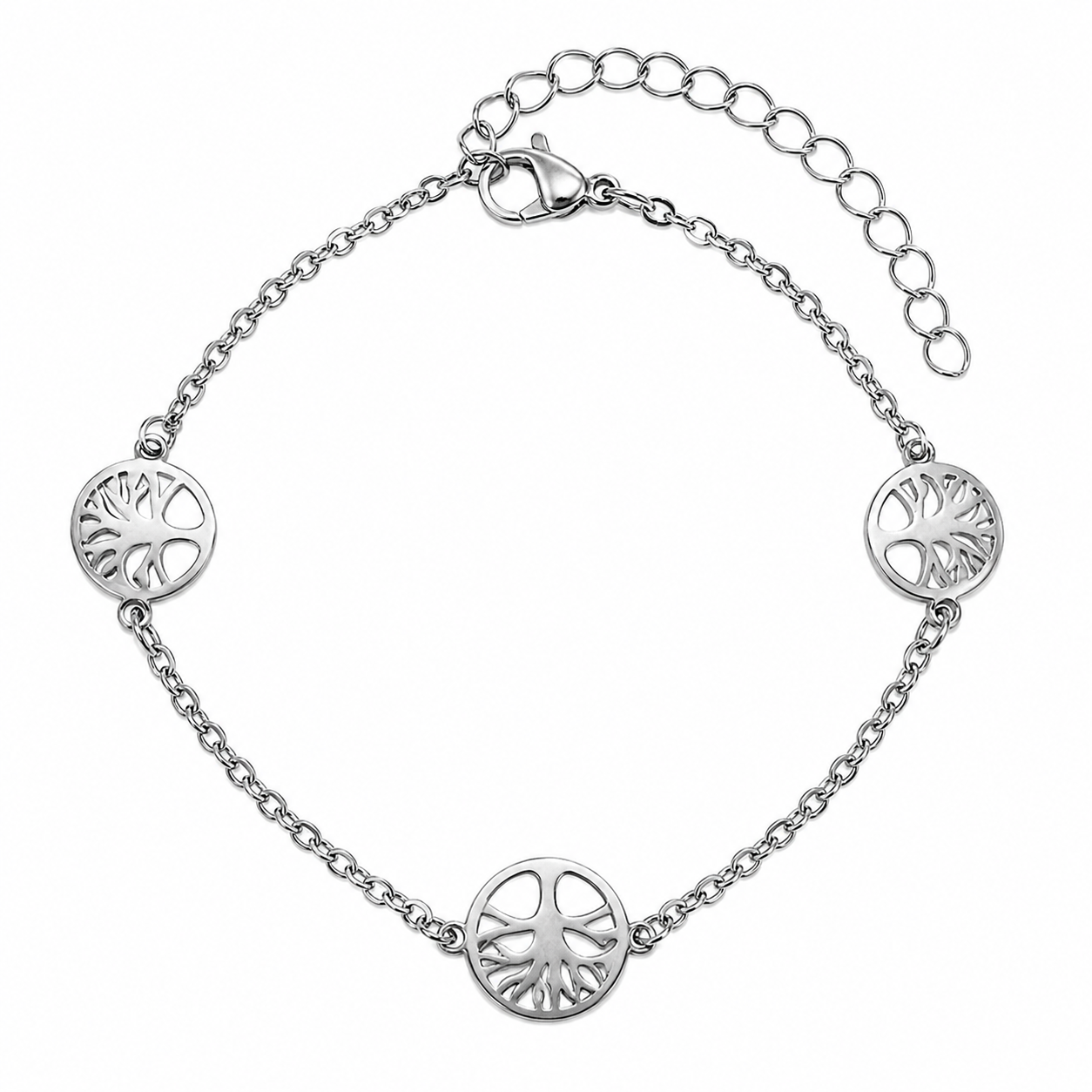 Stainless Steel Tree of Life Charm Bracelet Link Chain