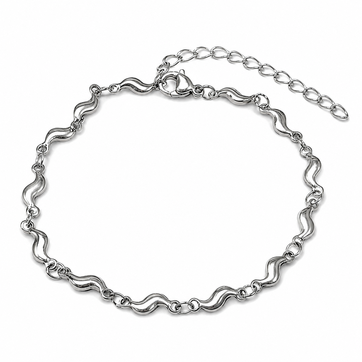Stainless Steel Zig Zag Horn Pepper Chain Link Bracelet