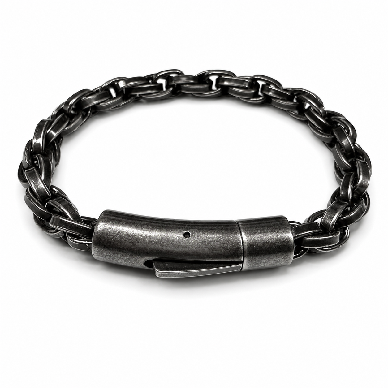 Stainless Steel Oxidized Loose Cable Rope Round Box Clasp 6.5mm Chain Bracelet