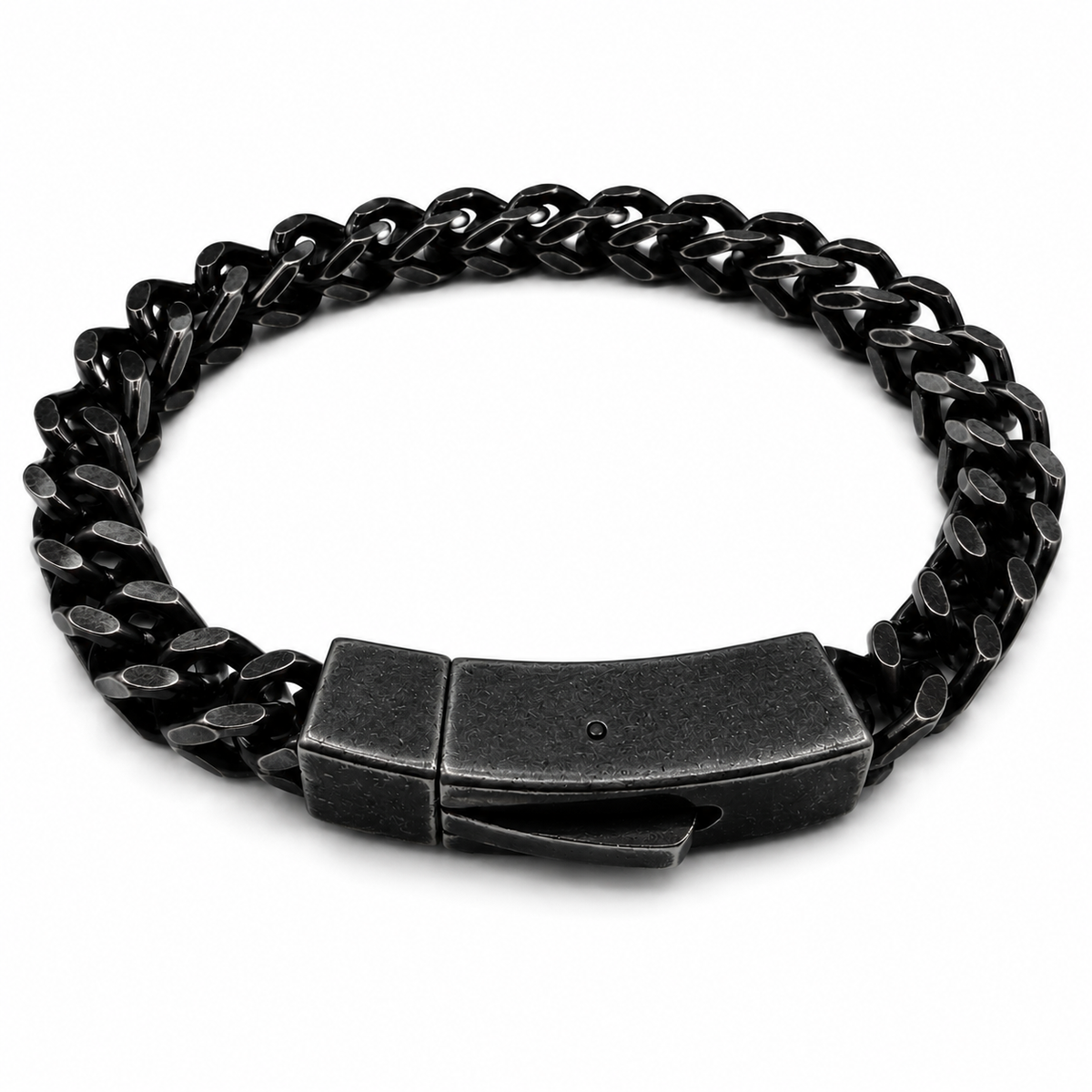 Stainless Steel Oxidized Square Franco Box Clasp 6.1mm Chain Bracelet