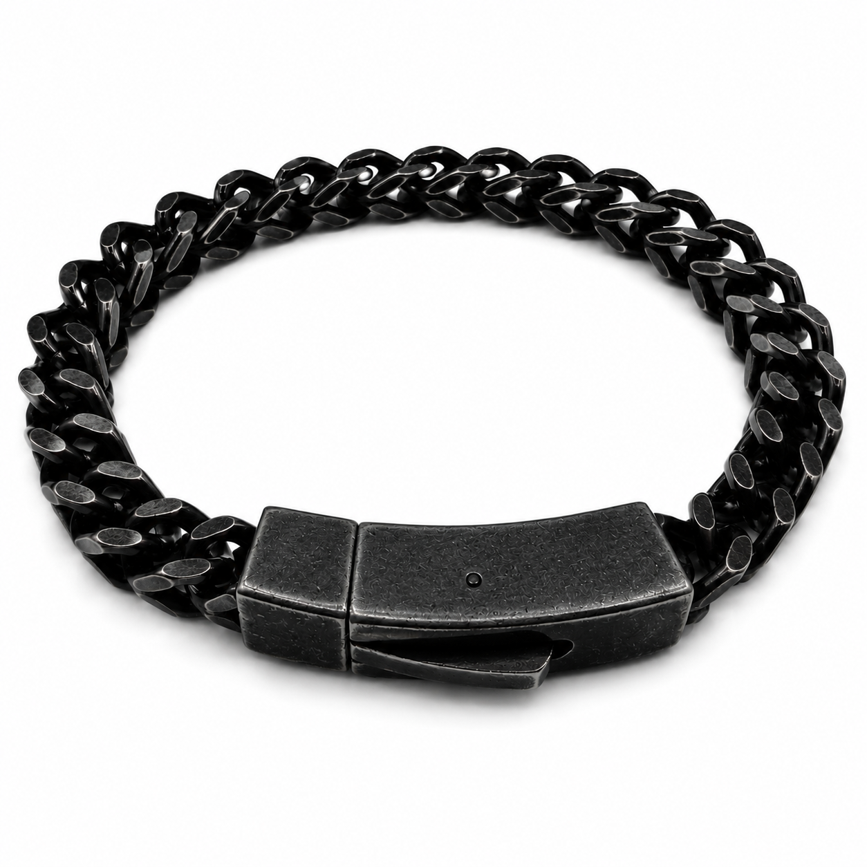 Stainless Steel Oxidized Square Franco Box Clasp 6.1mm Chain Bracelet