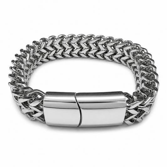 Stainless Steel Double Franco Link High Polish Slide Clasp Bracelet Chain