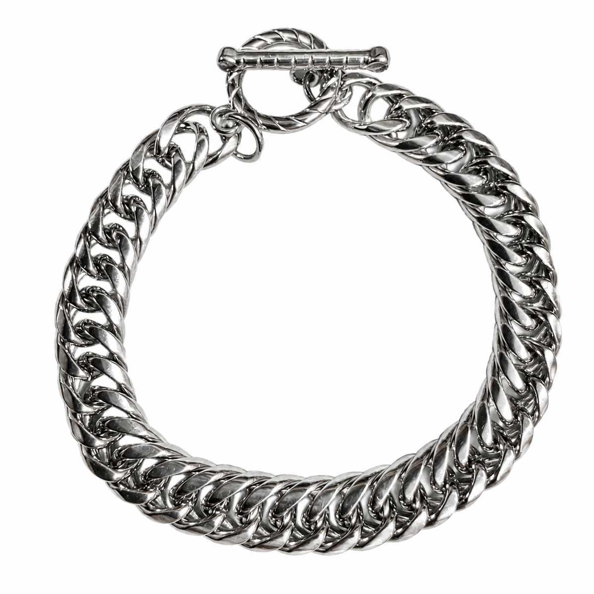 Stainless Steel Flexible 8.5mm Miami Cuban Link Toggle Clasp Curb Chain Bracelet
