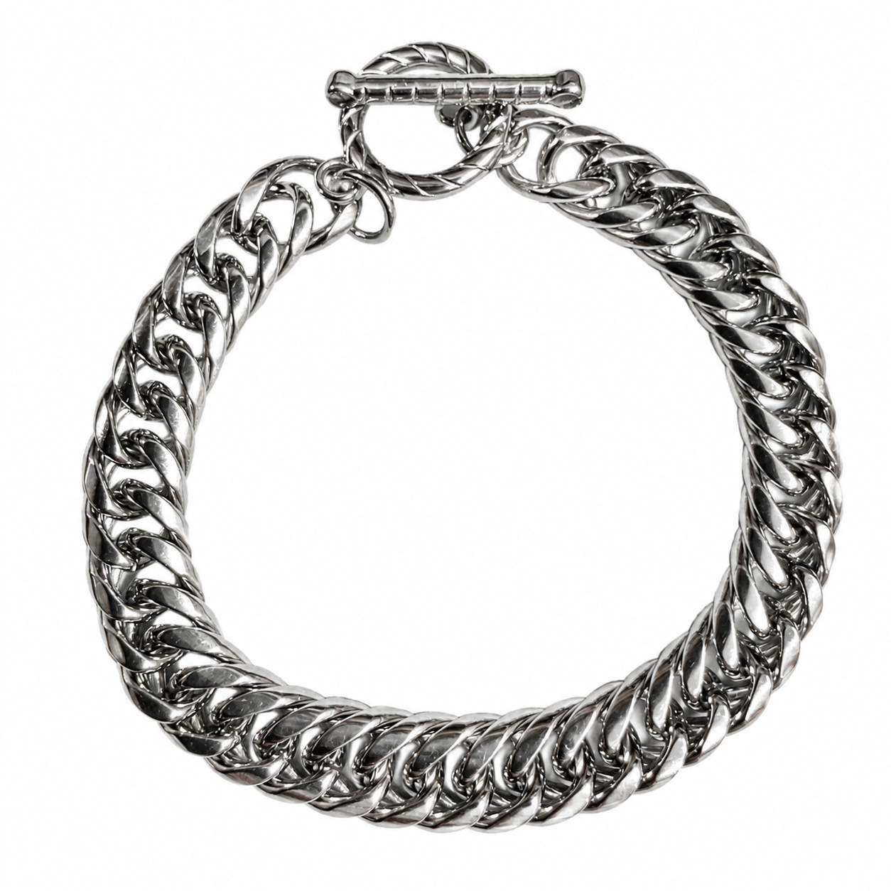 Stainless Steel Flexible 8.5mm Miami Cuban Link Toggle Clasp Curb Chain Bracelet